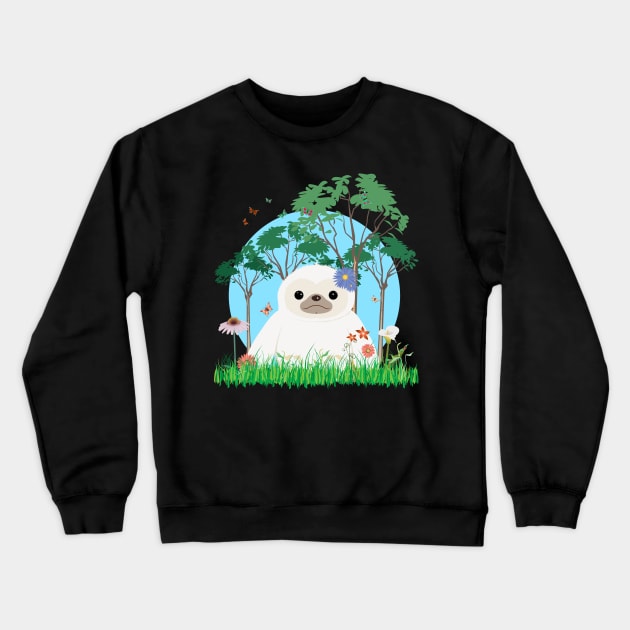 Super Cute White Sloth Crewneck Sweatshirt by Danion